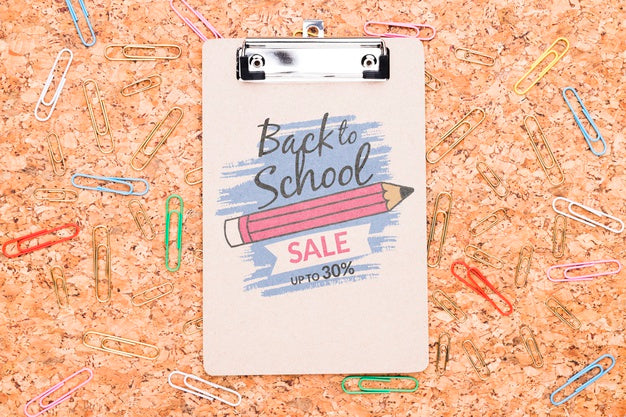 Back To School Clipboard Next To Colorful Clips Psd