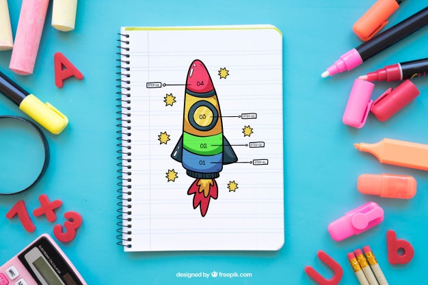 Back To School Composition With Notebook Psd