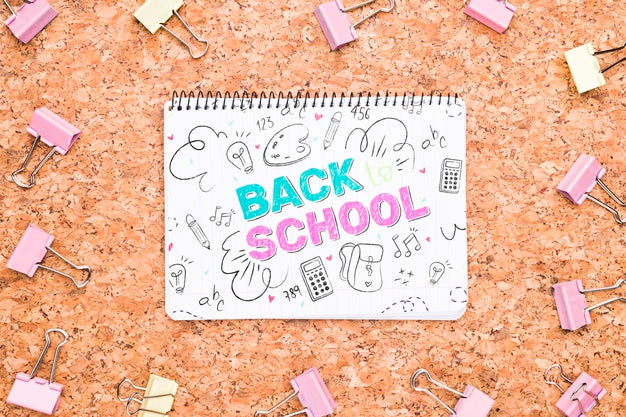 Back To School Drawing Next To Clips Mock-Up Psd