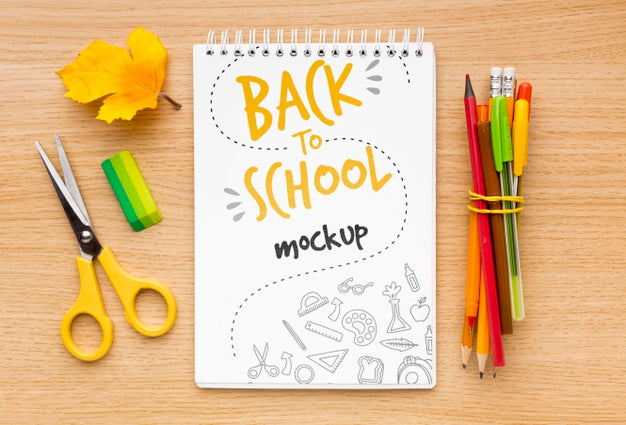 Back To School Elements Composition Mock-Up Psd