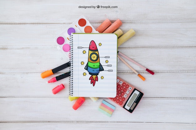 Back To School Mockup On Wooden Texture Psd