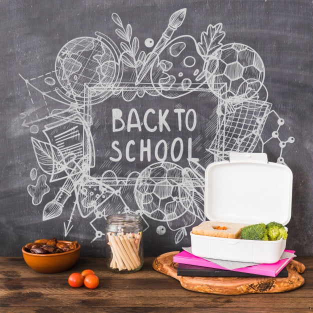 Back To School Mockup With Chalk On Blackboard Psd