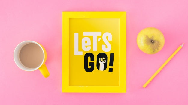 Back To School Mockup With Frame And Breakfast Psd