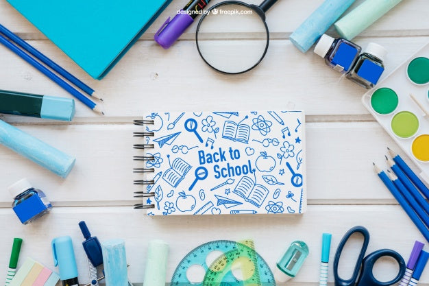 Back To School Mockup With Horizontal Notepad Psd