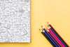 Back To School Mockup With Notebook Cover And Pencils Psd
