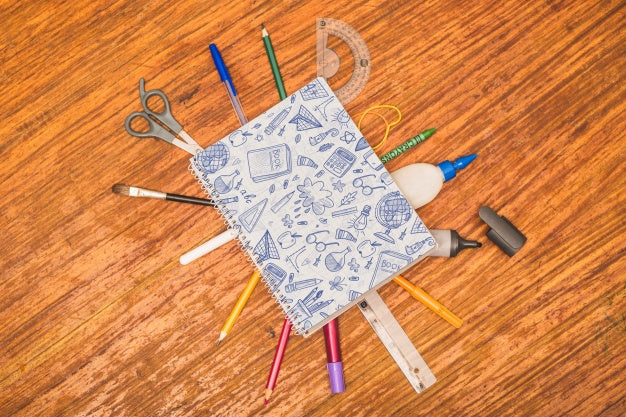 Back To School Mockup With Notebook Cover Psd