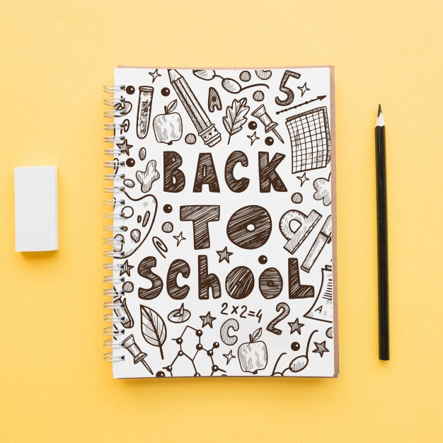 Back To School Mockup With Notebook Cover Psd