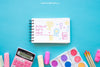 Back To School Mockup With Notepad And Chalk Psd