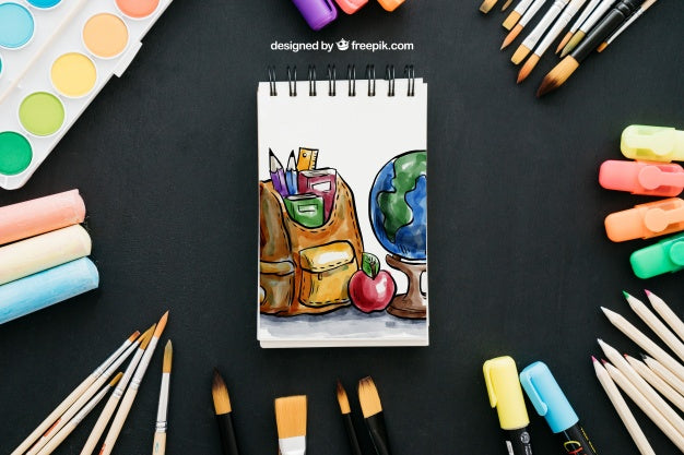 Back To School Mockup With Notepad Psd