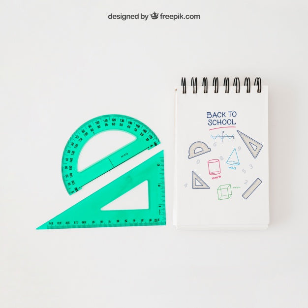 Back To School Mockup With Set Squares Psd