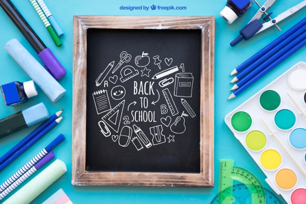 Back To School Mockup With Slate And Pens Psd