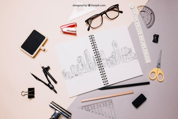 Back To School Mockup With Spiral Notebook And Glasses Psd