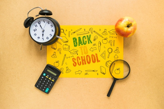 Back To School Mockup With Yellow Paper And Elements Psd