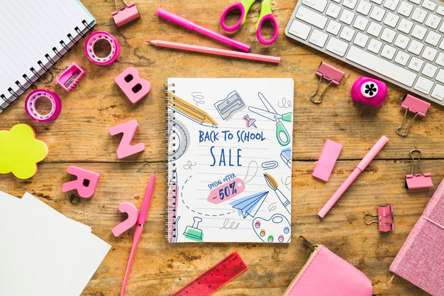 Back To School Pink Supplies Arrangement Psd
