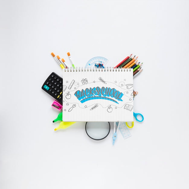 Back To School Supplies On White Background Psd