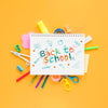 Back To School Supplies On Yellow Background Psd