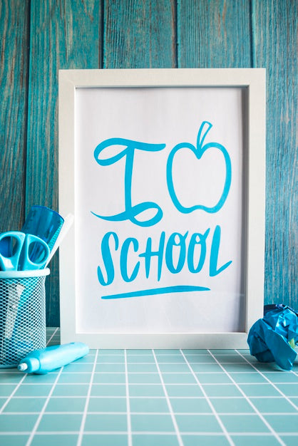 Back To School Supplies With White Frame Psd