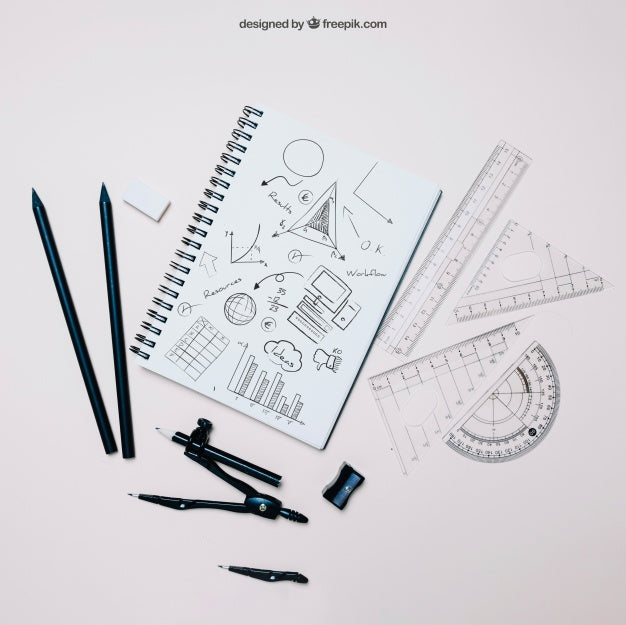 Back To School Template With Notebook And Set Squares Psd