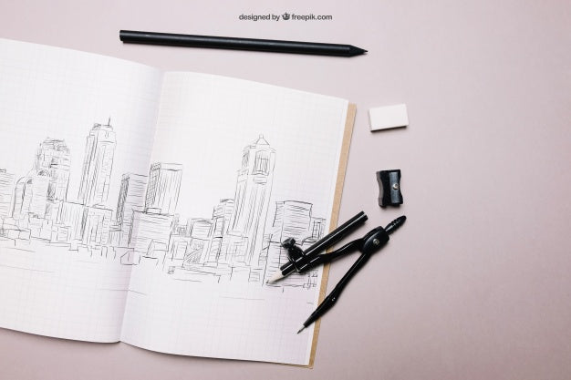 Back To School Template With Paper And Compass Psd