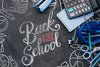 Back To School With Blue Office Supplies Psd