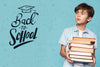 Back To School Young Cute Boy Mock-Up Psd