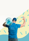 Back View Delivery Man Holding A Water Bottle Psd