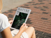 Back View Hands Holding Nature Book Mock Up Psd