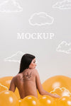 Back View Model With Tattoo On Her Back Mock-Up Psd