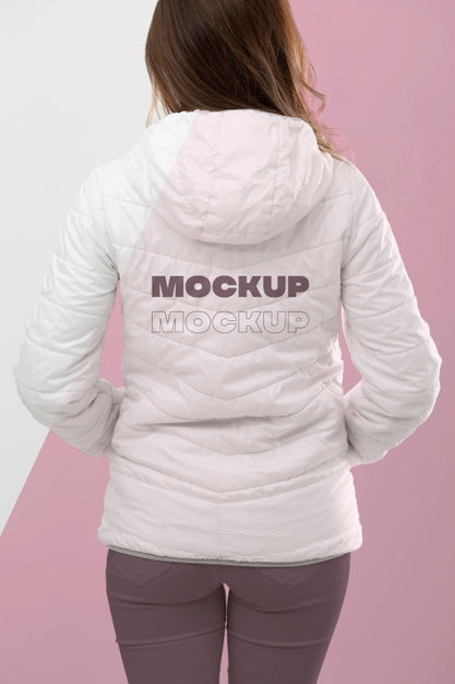 Back View Woman Wearing Jacket Medium Shot Psd