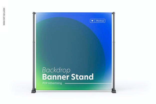 Backdrop Banner Stand Mockup, Front View Psd