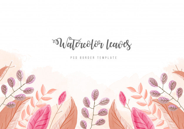 Background With Watercolor Flowers Border Psd Template Psd