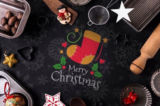 Backing Tools And Snacks For Christmas Psd