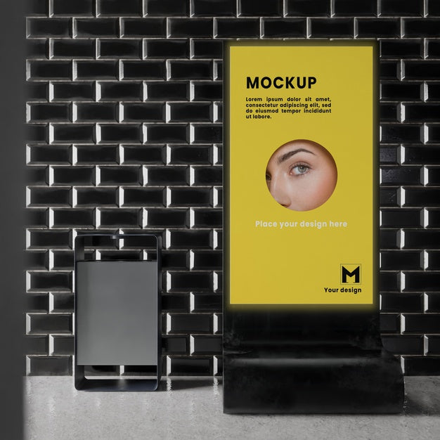 Backlit Modern City Vertical Mockup Psd