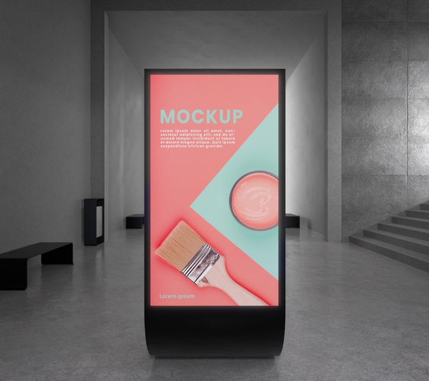 Backlit Modern City Vertical Mockup Psd