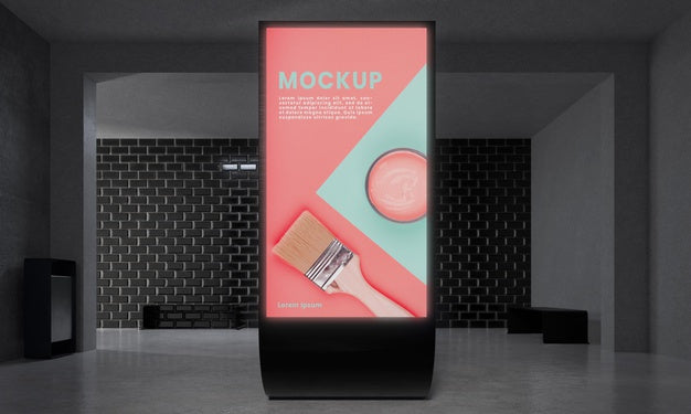 Backlit Modern City Vertical Mockup Psd