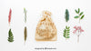 Bag Mockup With Leaves Psd