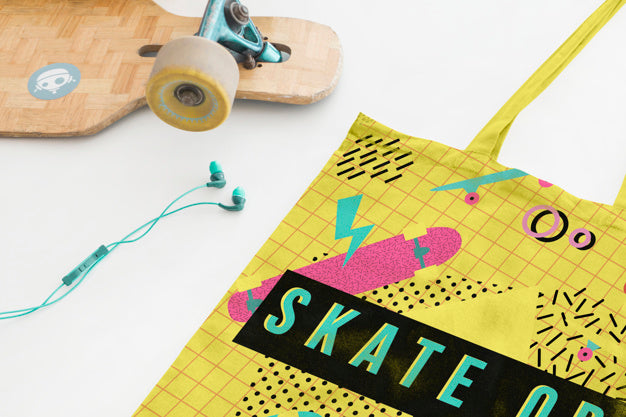 Bag Mockup With Skateboard Concept Psd