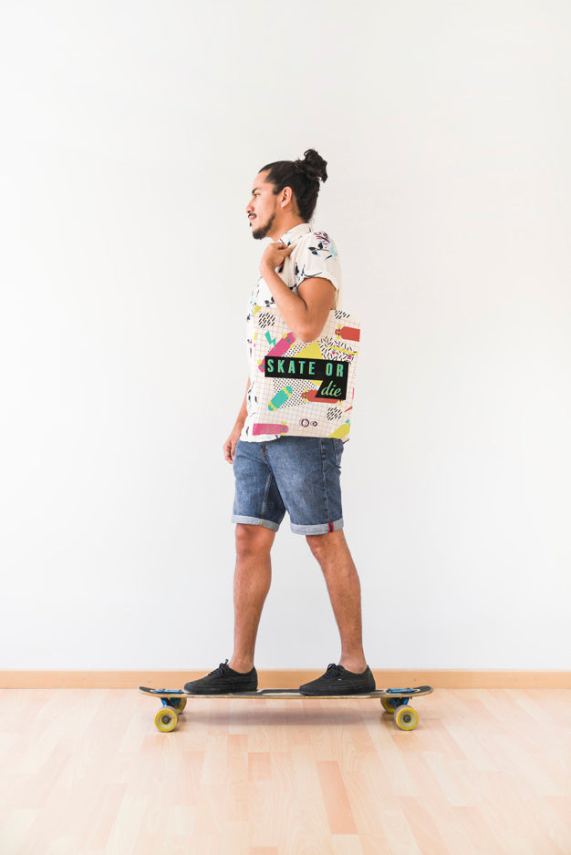 Bag Mockup With Skateboard Concept Psd