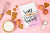 Bake Someone Happy Book With Gingerbread Hearts Psd