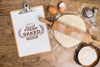Bakery Recipe On Clipboard And Dough Psd
