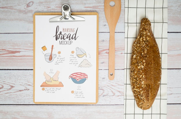 Bakery Recipe On Clipboard On Desk Psd