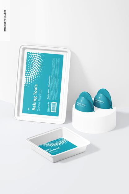 Baking Tools Scene Mockup Leaned Psd