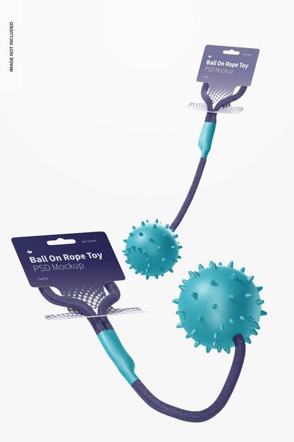 Balls On Rope Toy Blister Mockup, Floating Psd