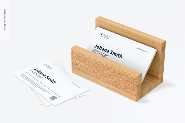 Bamboo Business Card Holder Mockup, Right View Psd