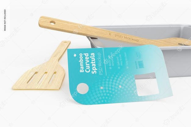 Bamboo Curved Spatulas Mockup Psd
