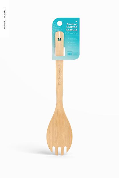 Bamboo Slotted Spatula Mockup, Front View Psd