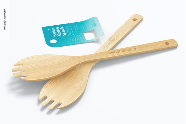 Bamboo Slotted Spatulas Mockup Psd