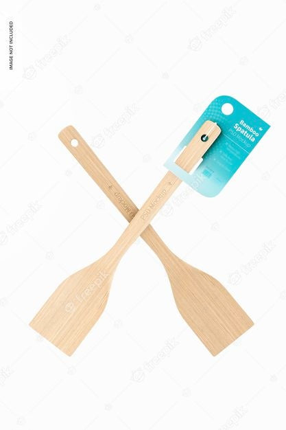 Bamboo Spatulas Mockup, Floating Psd