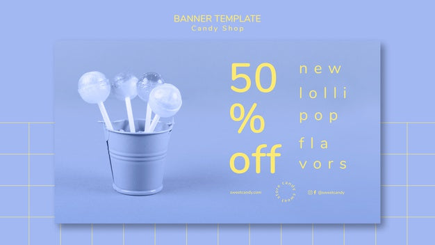 Banner Design For Candy Shop Template Psd