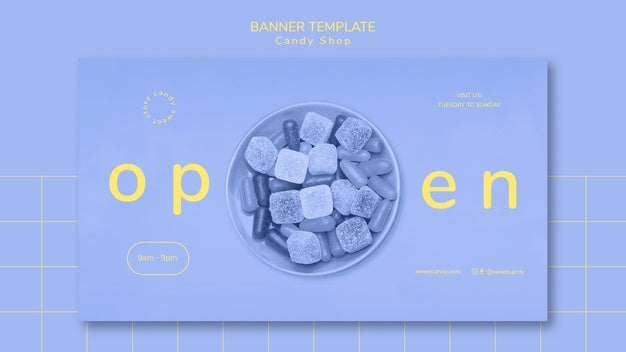 Banner Template Concept For Candy Shop Psd